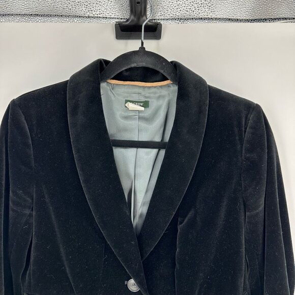 J. Crew Eden Velvet Blazer Size 4 Black Regency Goth Classic Steampunk - Picture 5 of 11